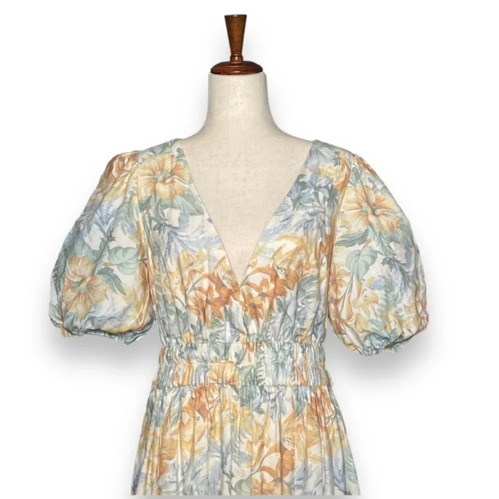 Significant Other Elina Maxi Dress Island Bouquet Floral Linen Open Back NWT 8 - Picture 4 of 14